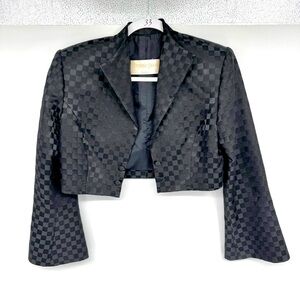 90’s Vintage Stefania Gracile Couture Womens Checkers Crop Blazer Size 6